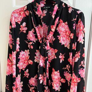 J.Crew Midnight Rose Tie Neck Blouse - in Size Large
